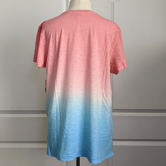 PJ Salvage Tee Short Sleeve Crew Neck Cotton Modal Blue Pink Sunset Ombre L NWT - Picture 5 of 12